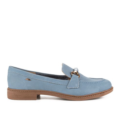 Mocassim Dakota  de Couro Azul