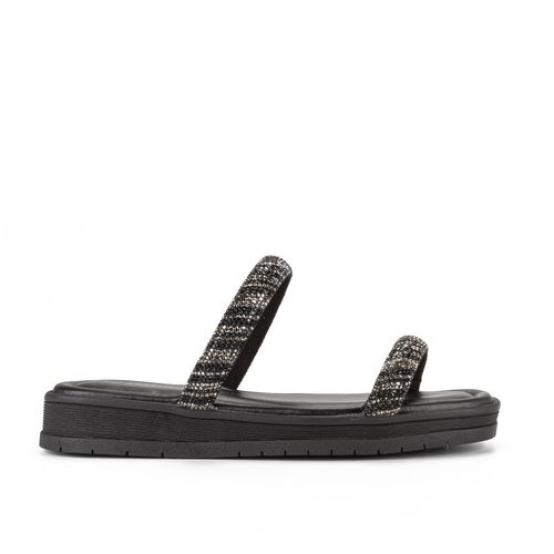 Slide Dakota  Flatform Preto com Brilhos