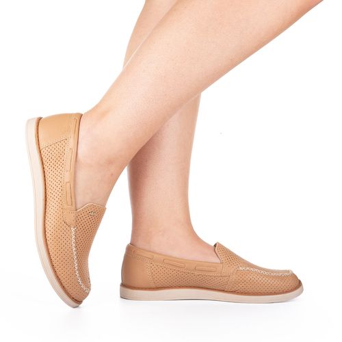 Mocassim Dakota  de Couro Caramelo
