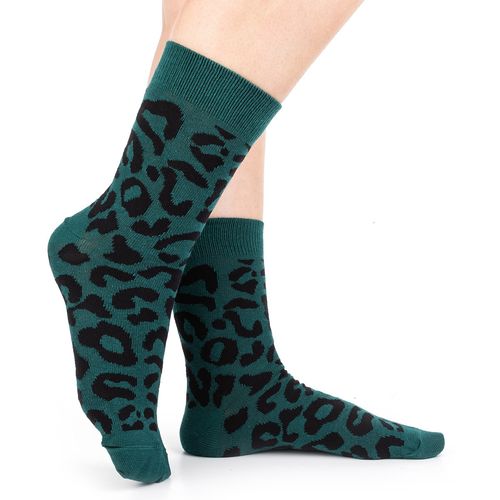 Par de  Meia Dakota Animal Print Verde