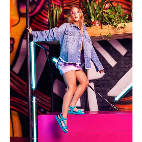 Sandália Tanara  Papete Flatform Azul