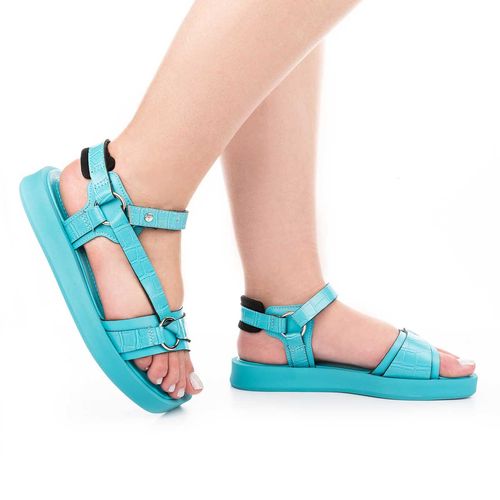 Sandália Tanara  Papete Flatform Azul