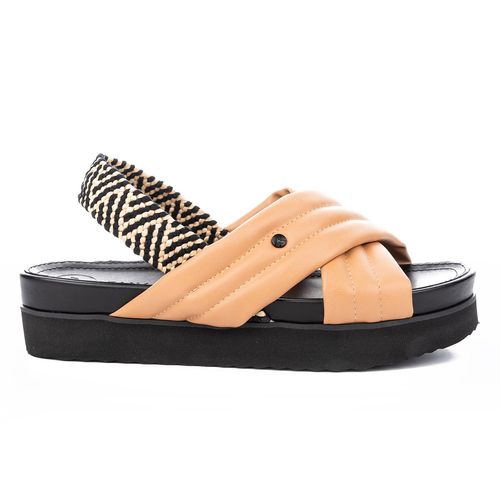 Sport Sandal  Tanara Flatform com Tiras Macias Bege e Preto