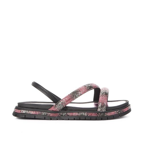 Sandália Tanara  Flatform Preta e Rosa