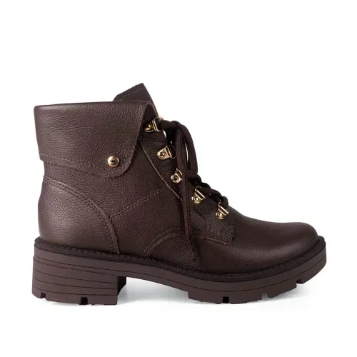 Bota Coturno Dakota de Couro Marrom