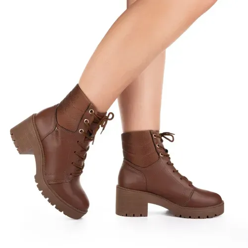 Bota Coturno  Mississipi de Salto Bloco Marrom