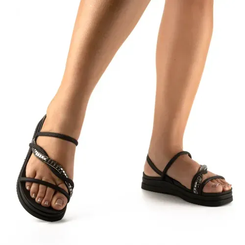Sandália Mississipi  Flatform Preta com Brilhos