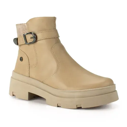 Bota Pink Cats Infantil de Cano Curto Bege
