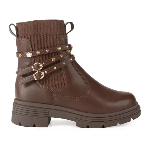 Bota Pink Cats Infantil de Cano Curto Marrom