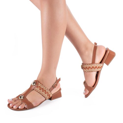 Sandália Mississipi de Salto Bloco Caramelo