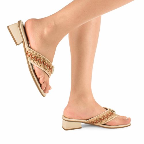 Tamanco Mississipi de Salto Bloco Bege